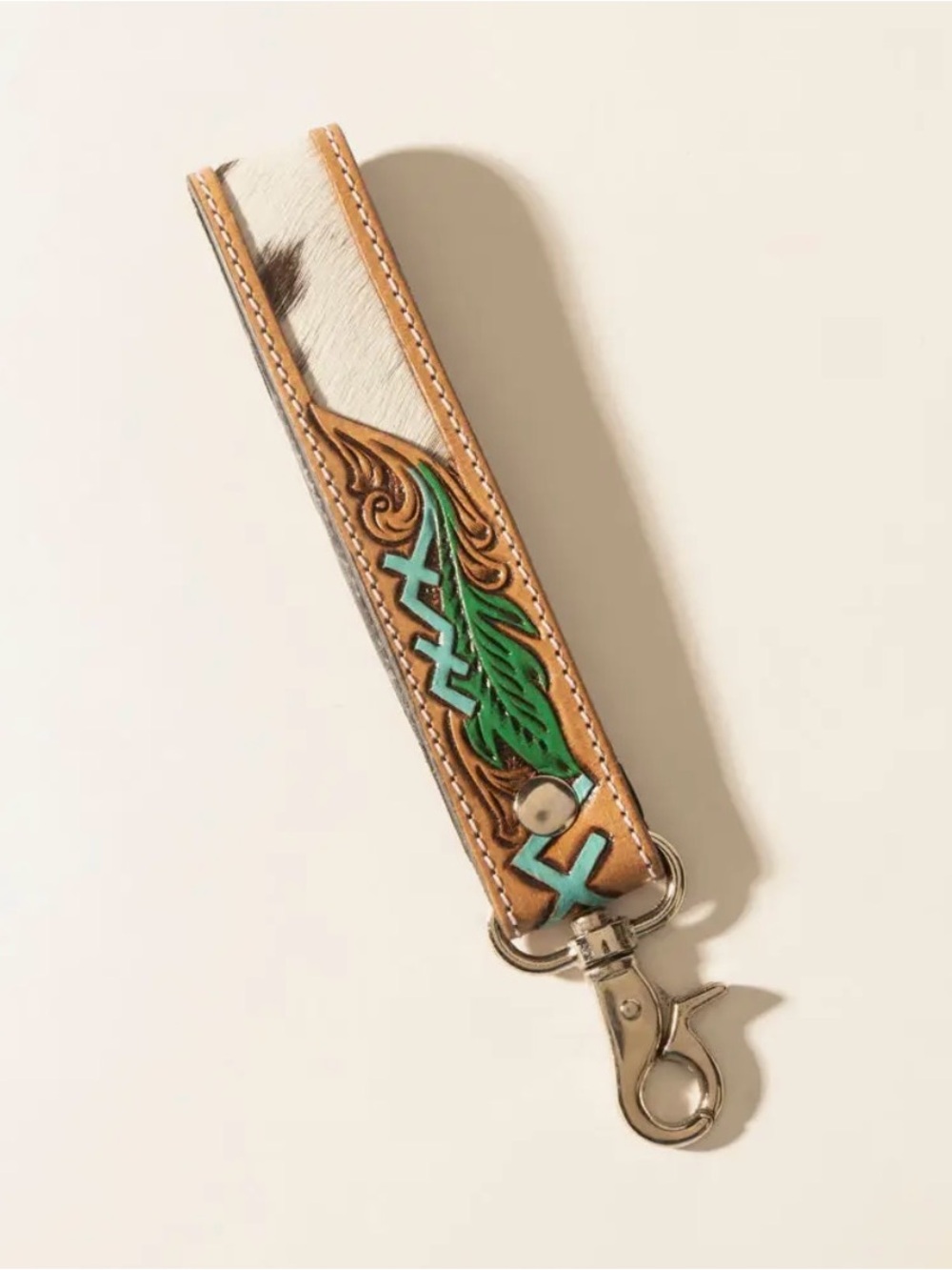 Soaring Bloom Leather Keychain